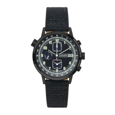 Overland Solar Chronograph - PVD_Black Dial_Black Recycled Strap