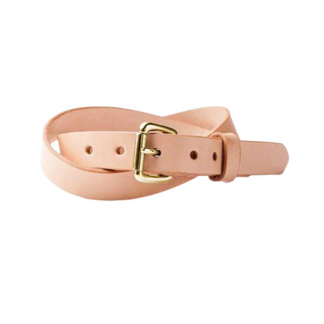 Natural Skinny Standard Belt w/ Brass Buckle