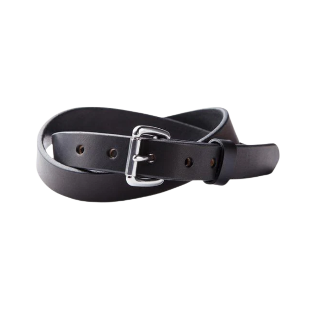 Black Skinny Standard Belt w/ Stainless Steel Buckle
