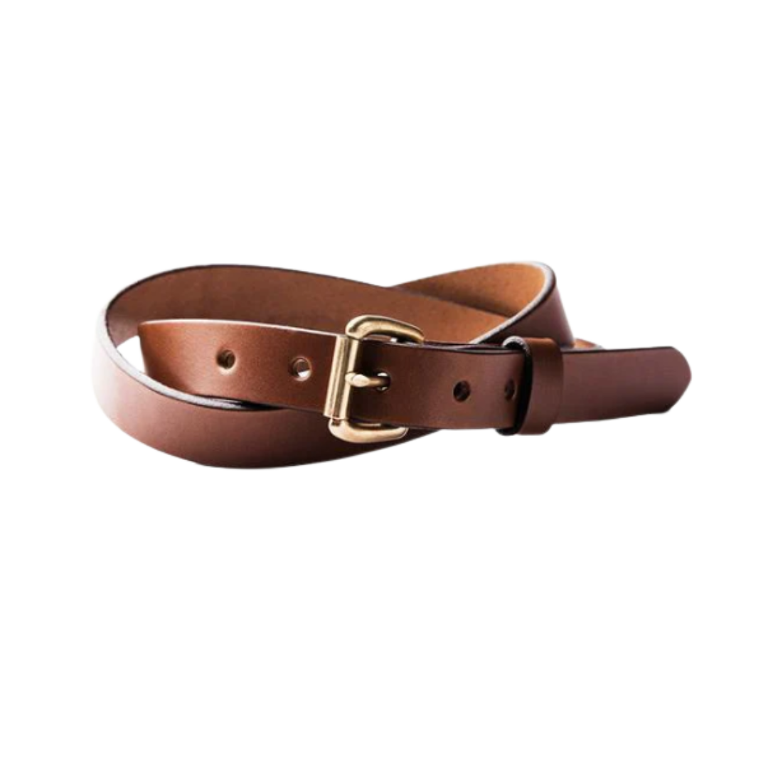Cognac Skinny Standard Belt w/ Brass Buckle