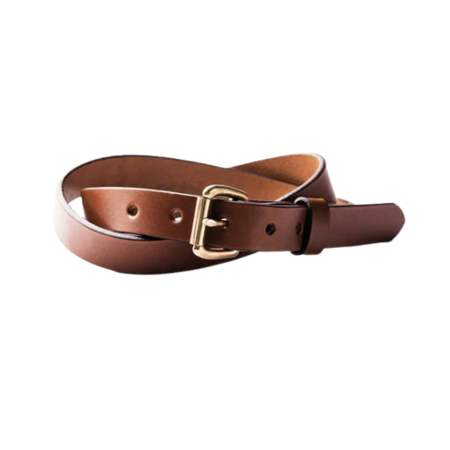 Cognac Skinny Standard Belt w/ Brass Buckle