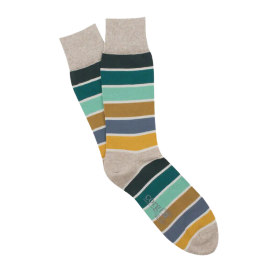 Pantone Stripe Cotton Socks - Natural