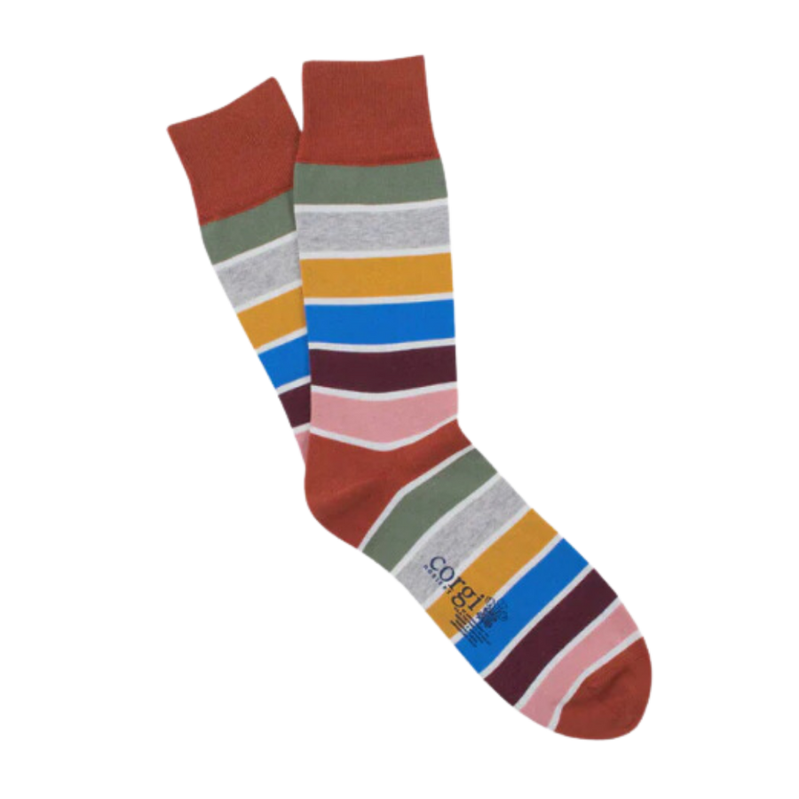 Pantone Stripe Cotton Socks - Furnace