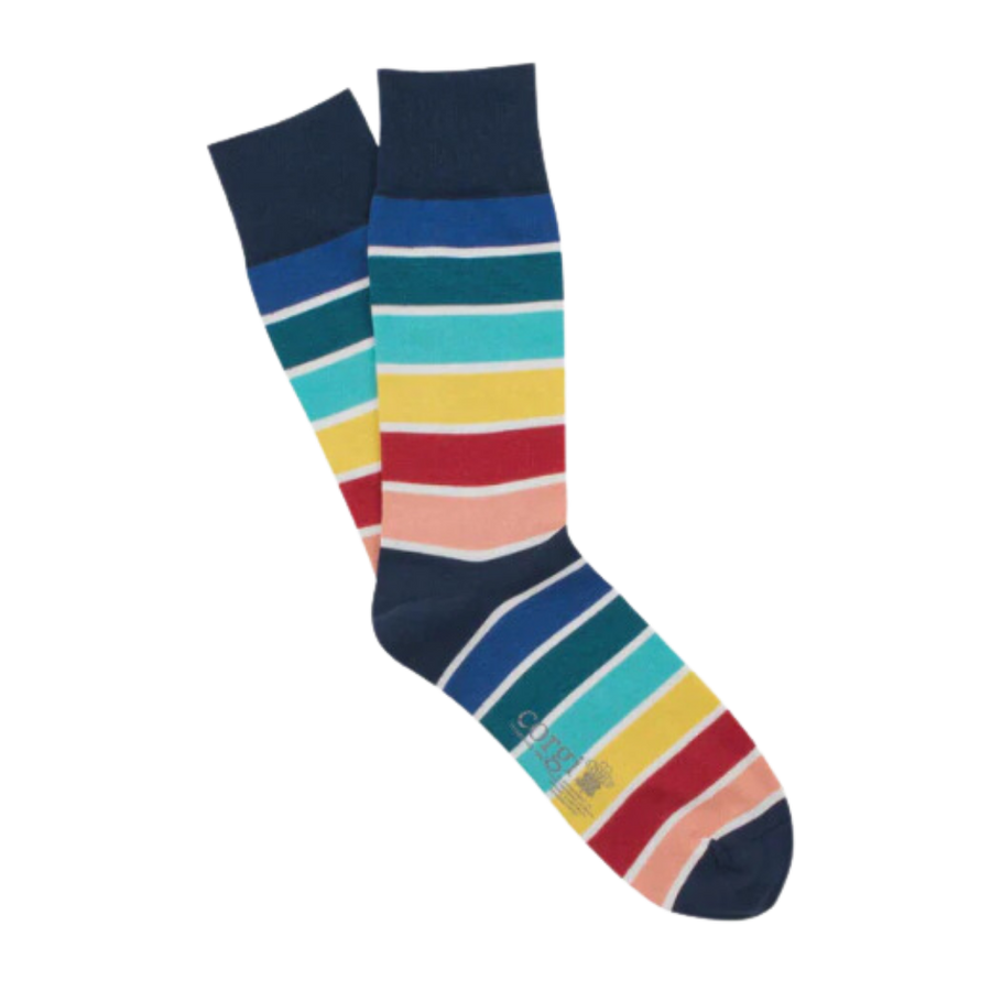Pantone Stripe Cotton Socks - American Navy