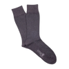 Plain Ribbed Mercerised Cotton Socks - Slate