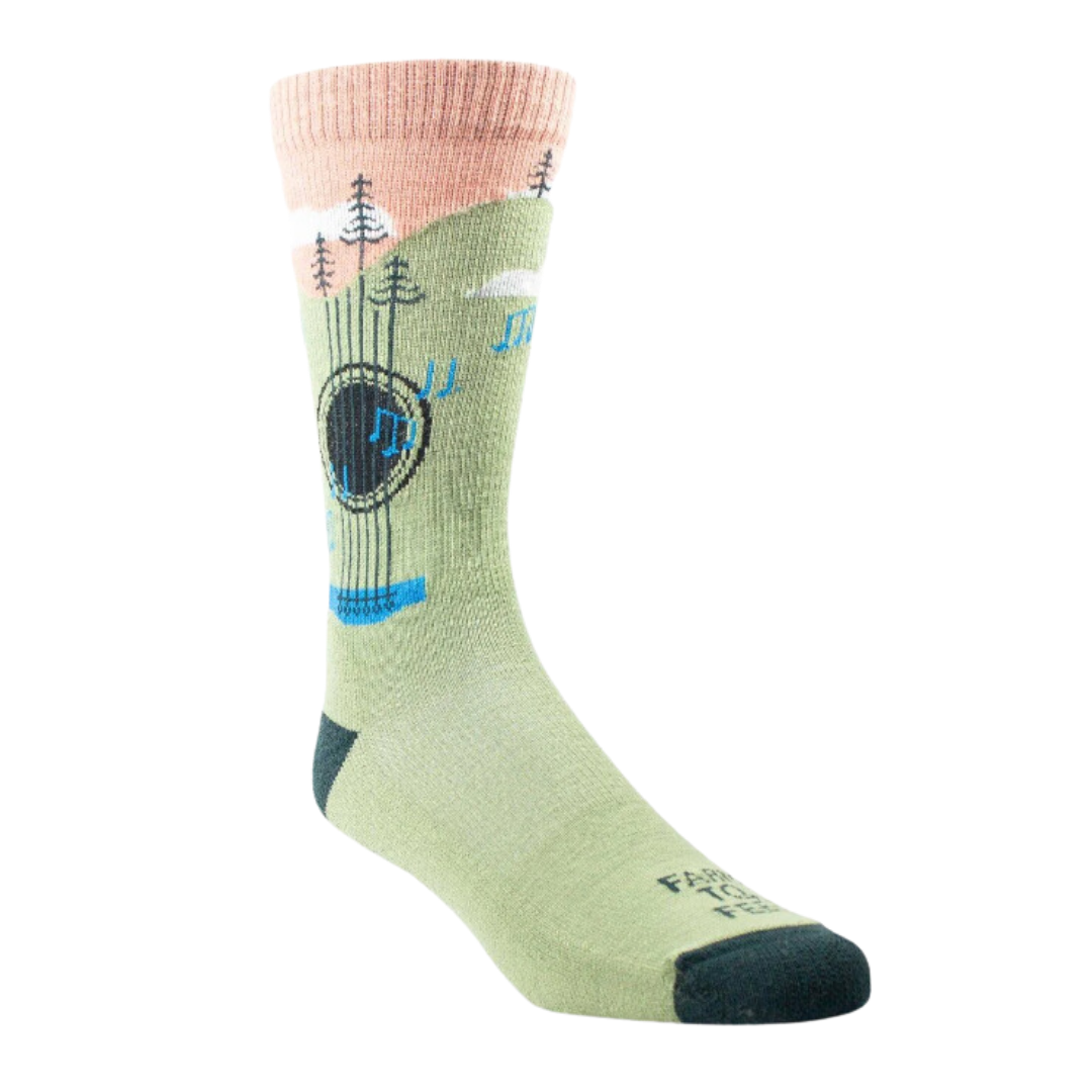 Floyd Lightweight Crew Wool Sock - Burnt Coral & Mosstone