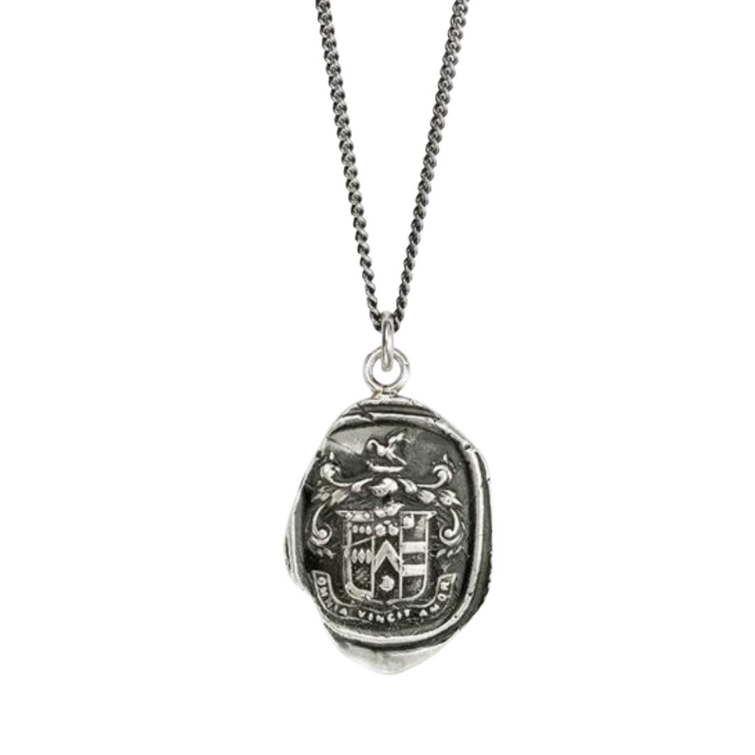 Sterling Silver Talisman Necklace - Love Conquers All