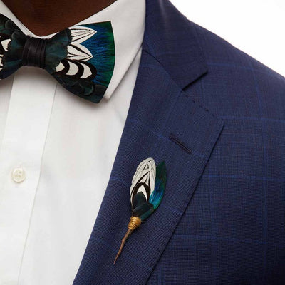 Asp Lapel Pin - Pheasant & Peacock Feathers