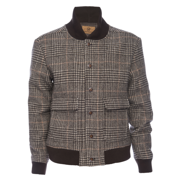 Varsity Jacket in Wool Blend - Glen Plaid