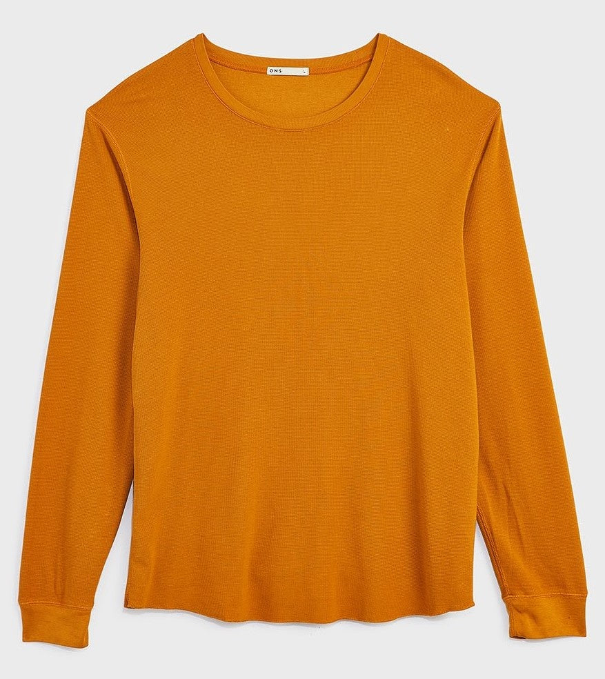 Waffle Long Sleeve Village Crew - Tumeric
