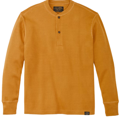 Waffle Knit Henley - Buckthorn Brown