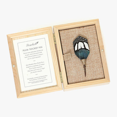 Deke Lapel Pin - Guinea & Pheasant Feathers