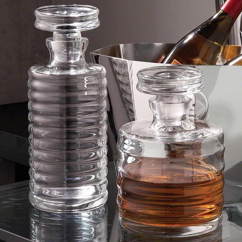 Ribbed Glass Decanter - Tall