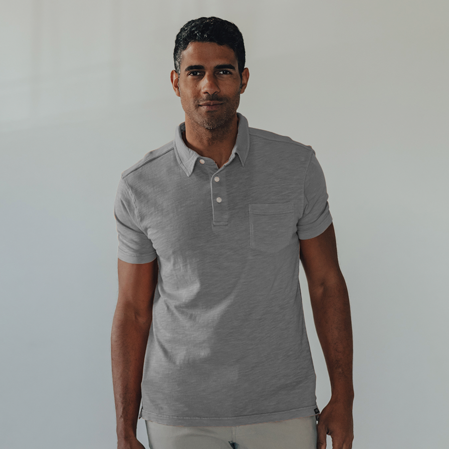 Vintage Slub Pocket Polo - Gray
