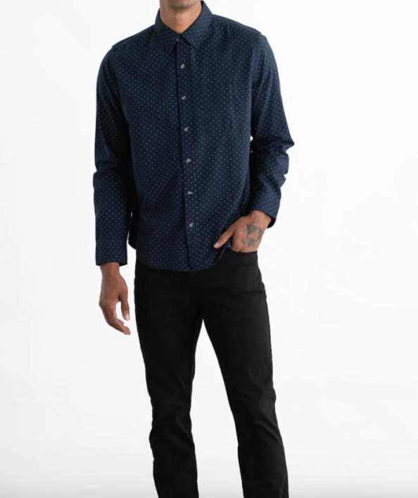 Jude Polkadot Flannel - Navy