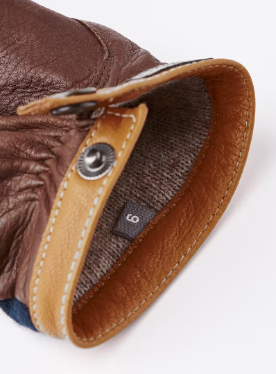 Deerskin Wool Tricot Glove - Navy/Chocolate