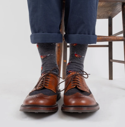 Pheasant Merino Wool Sock - Charcoal