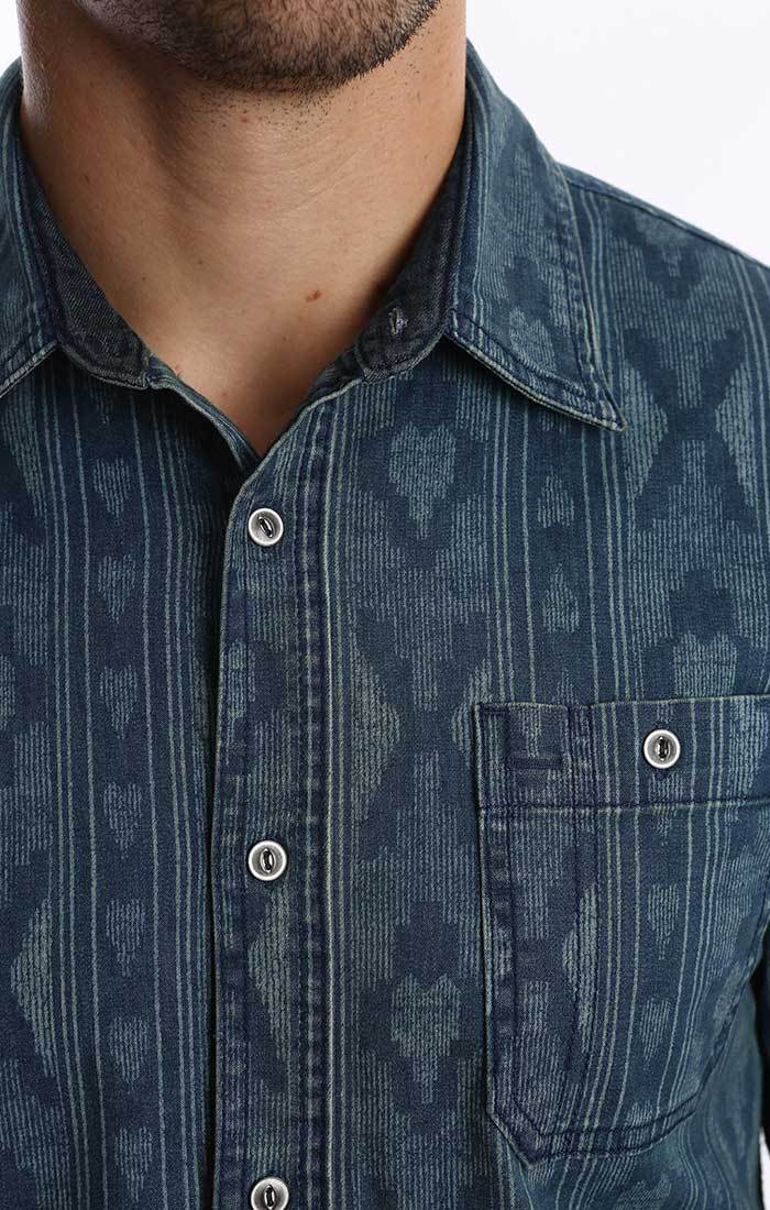 Printed Stretch Denim Shirt