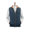 Irish Tweed Gilet Vest w/ Leather Trim - Blue