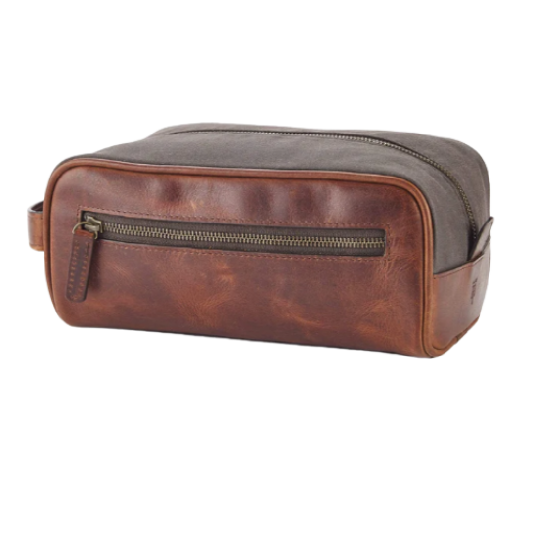 Canvas & Leather Dopp Kit - Oak