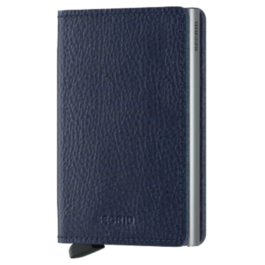 Slimwallet - Vegetable Tanned Navy & Silver