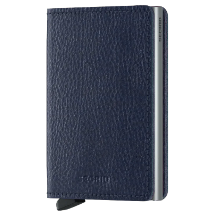 Slimwallet - Vegetable Tanned Navy & Silver