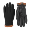 Deerskin Wool Tricot Glove - Black-Black