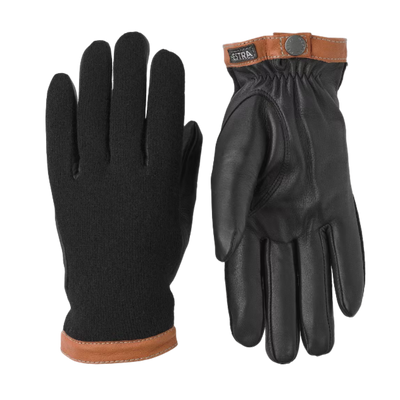 Deerskin Wool Tricot Glove - Black-Black