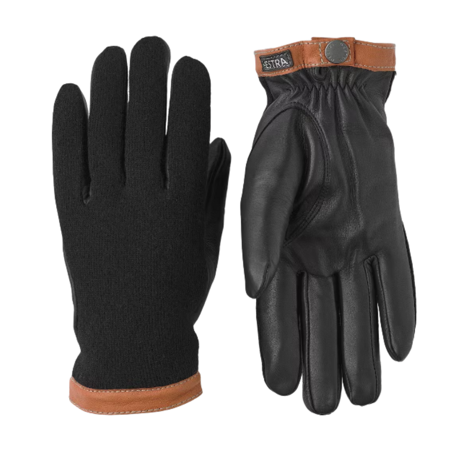 Deerskin Wool Tricot Glove - Black-Black