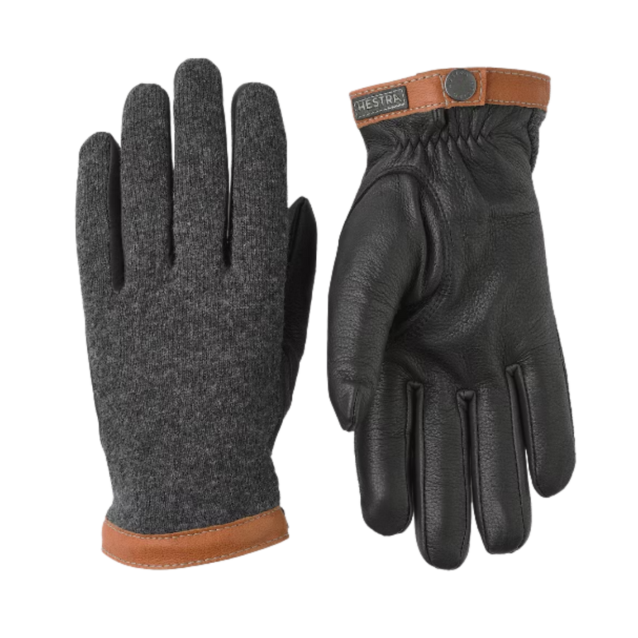 Deerskin Wool Tricot Glove - Charcoal - Black