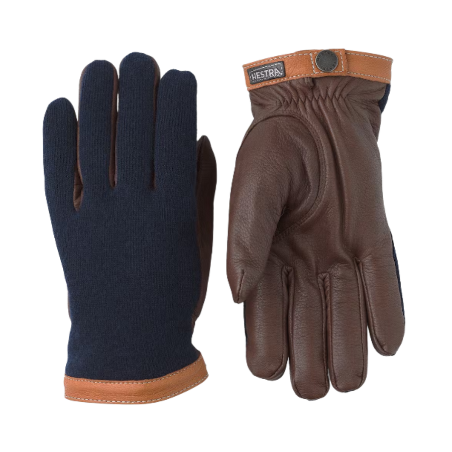 Deerskin Wool Tricot Glove - Navy/Chocolate