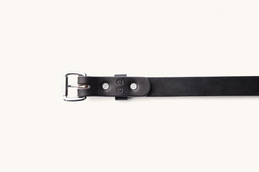 Black Skinny Standard Belt w/ Stainless Steel Buckle