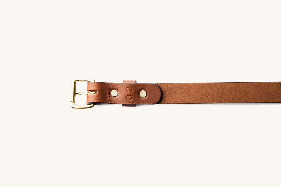 Cognac Skinny Standard Belt w/ Brass Buckle