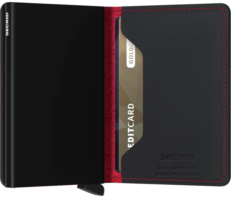 Slimwallet - Perforated Black & Red