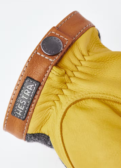 Deerskin Wool Tricot Glove - Charcoal - Natural Yellow