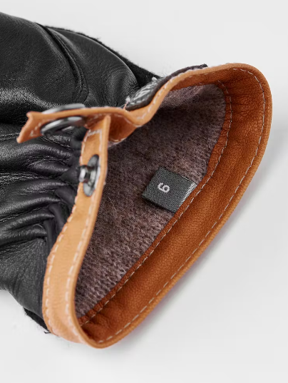 Deerskin Wool Tricot Glove - Black-Black