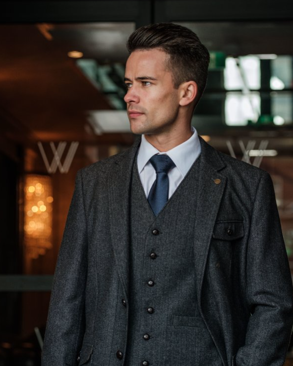Swift Slim Fit Irish Tweed Blazer - Grey