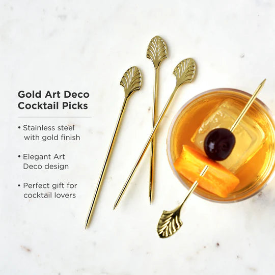 Art Deco Cocktails Picks - Gold Plated